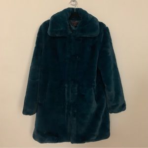 CHRISTIAN SIRIANO Teal Faux Fur Coat 💙💙